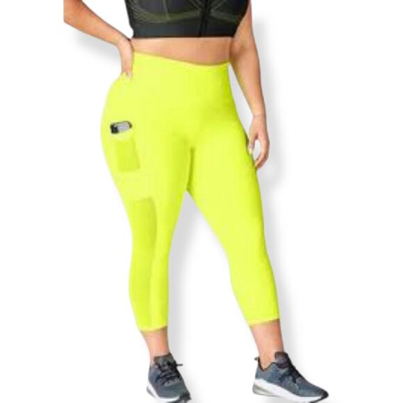 Fabletics Pants - Fabletics neon yellow Power Hold On The Go High Waisted Capri leggings 2X 2XL